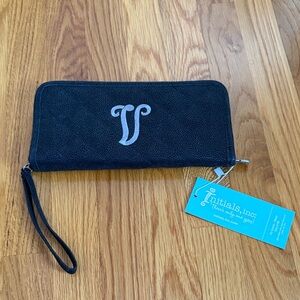 Initials Inc clutch wallet, V initial, black